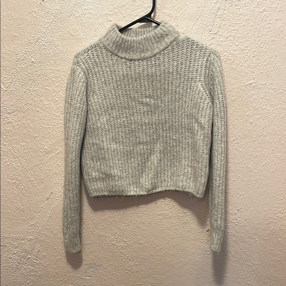 Garage Gray Ribbed Knit Turtleneck Sweater